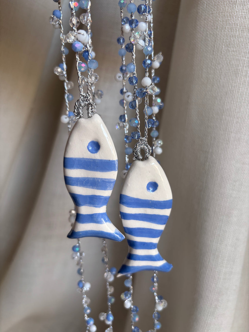 Collar Níjar pez azul plata