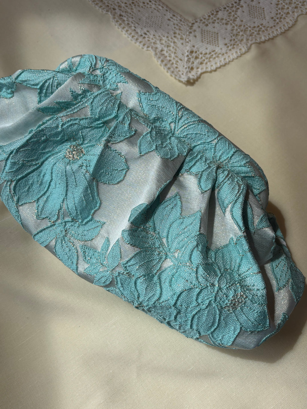 Bolso Marcela brocado flores azul