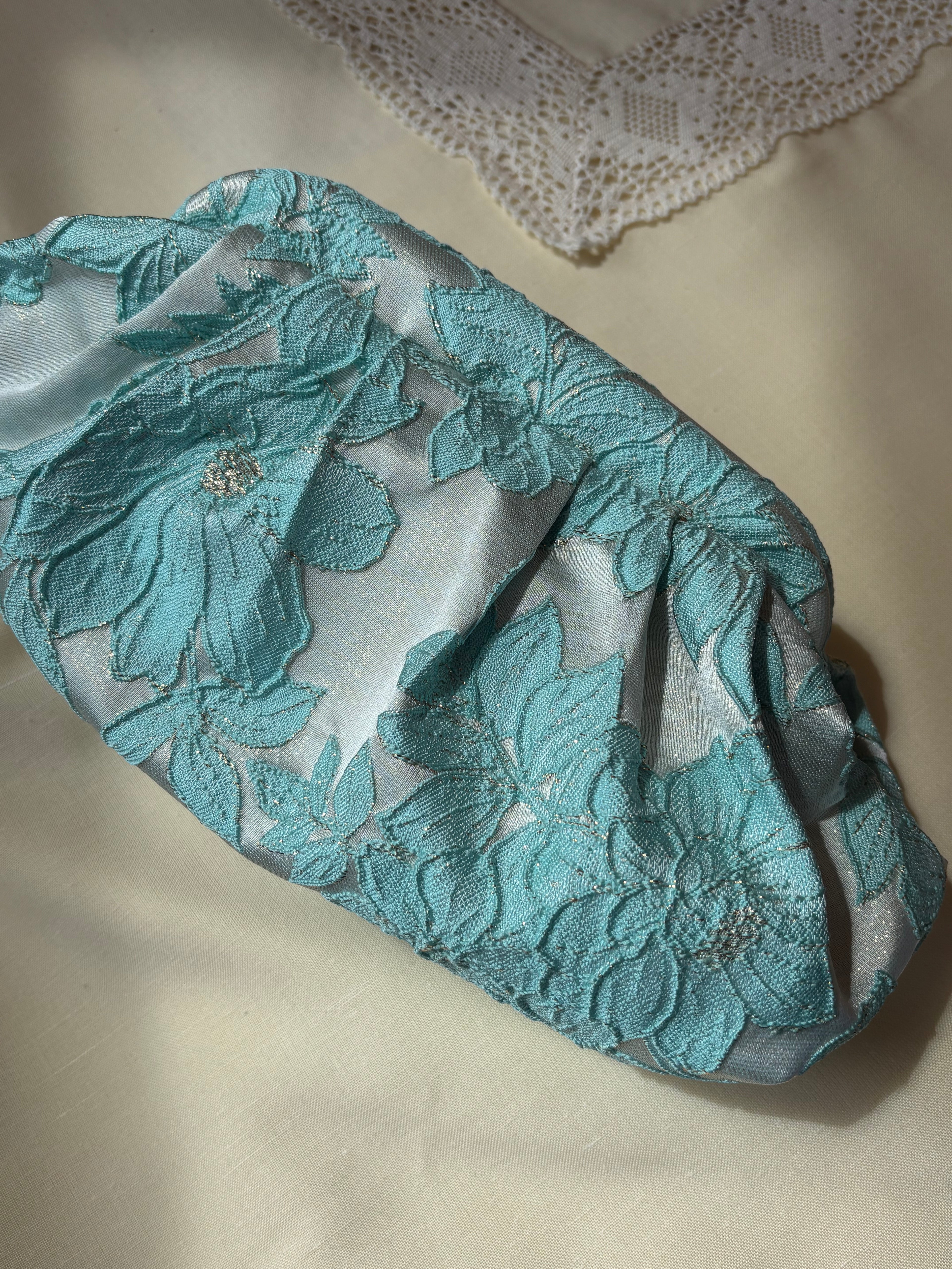 Bolso Marcela brocado flores azul
