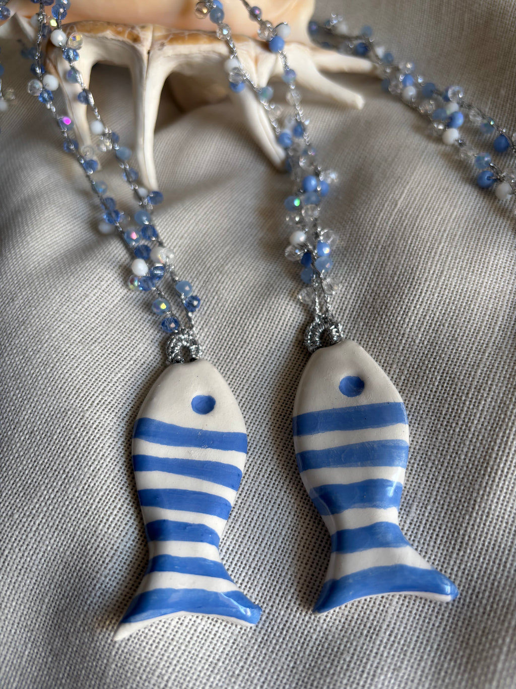 Collar Níjar pez azul plata